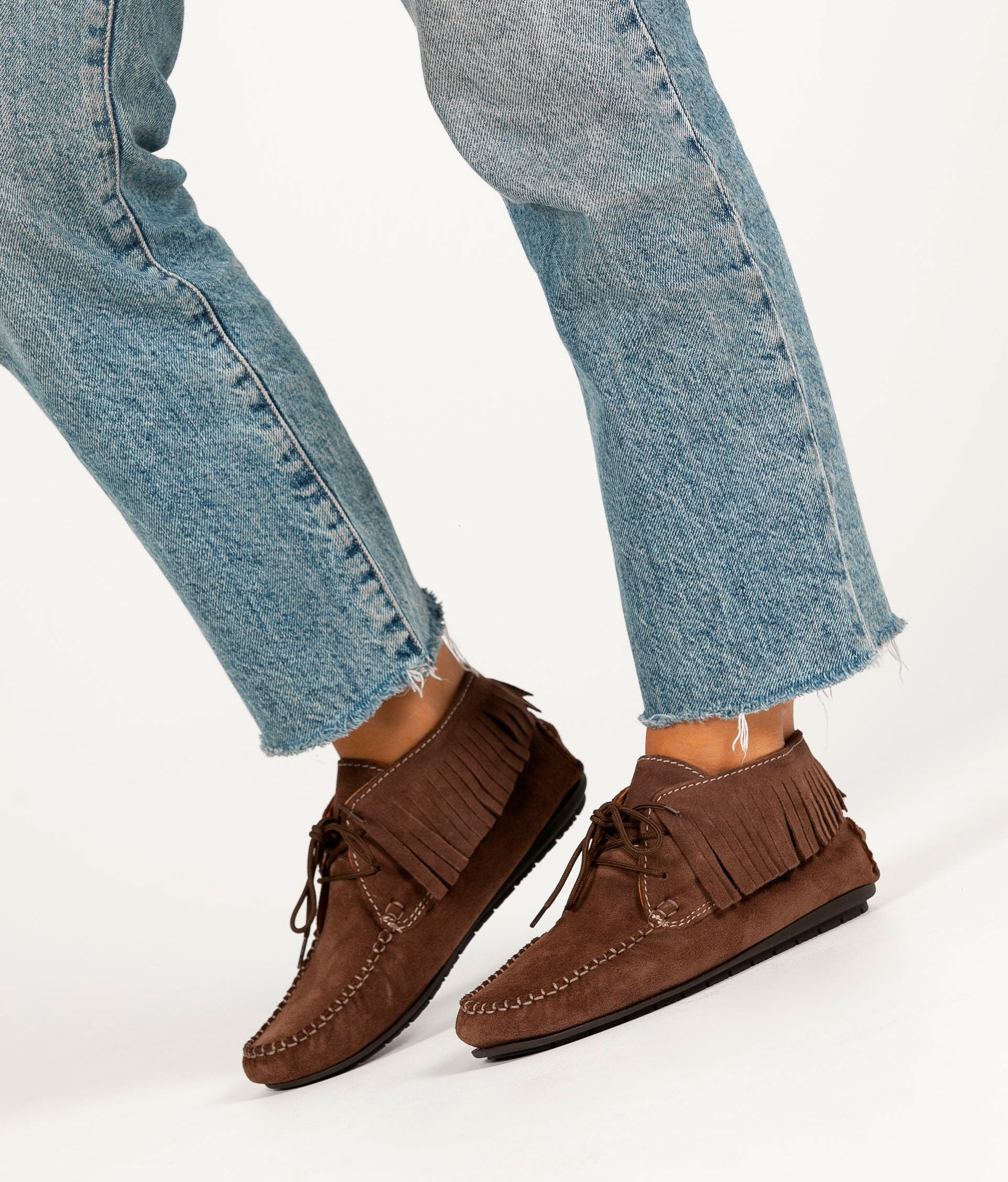 Fringed Moccasin Boots taupe suede Atlanta Mocassin - Main Image