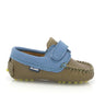 Baby Mocs Bicolor with Strap in Soft Nappa - Taupe/Blue Jeans - Atlanta Mocassin