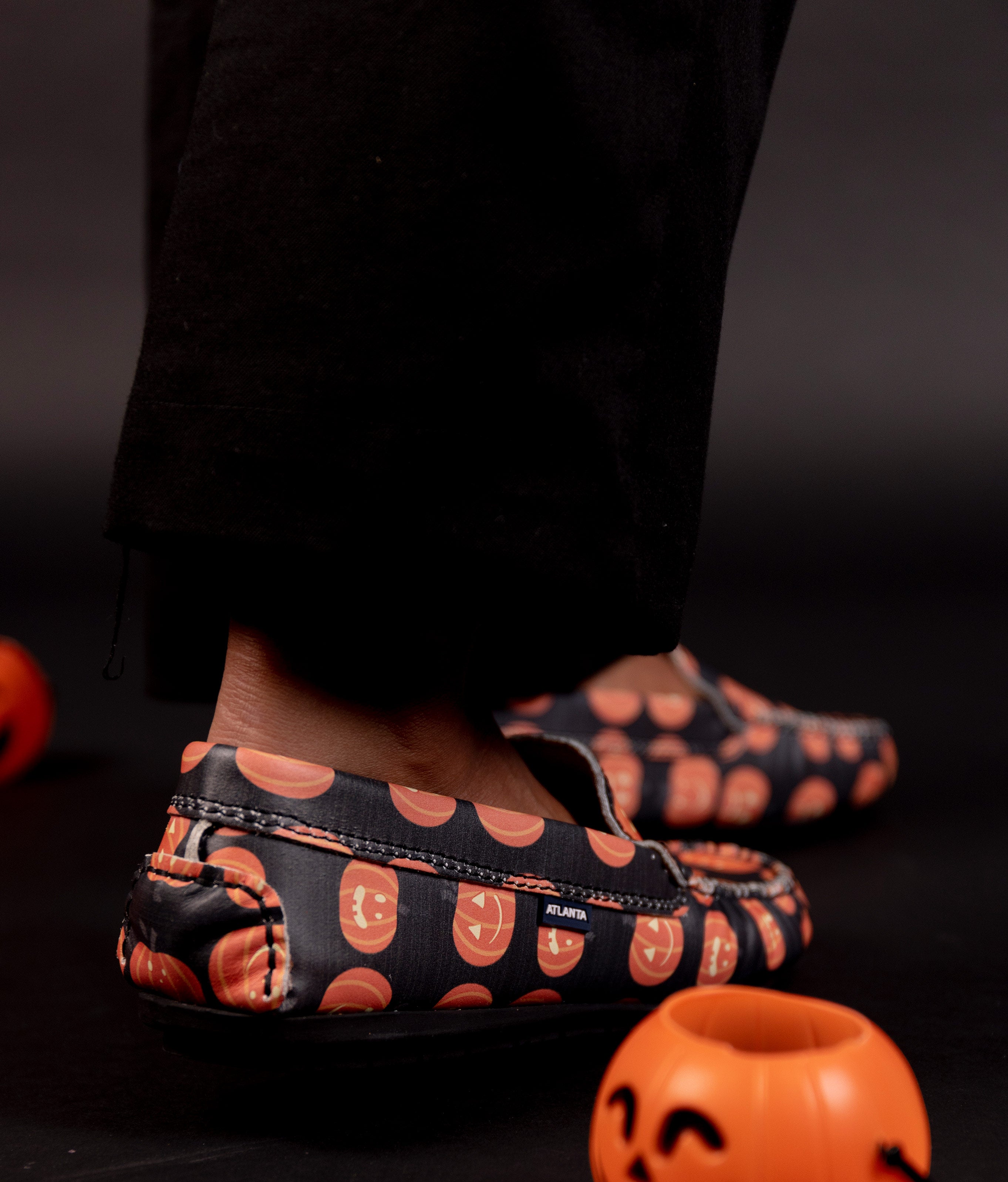 Plain Moccasins in Leather - Pumpkins Print - Atlanta Mocassin