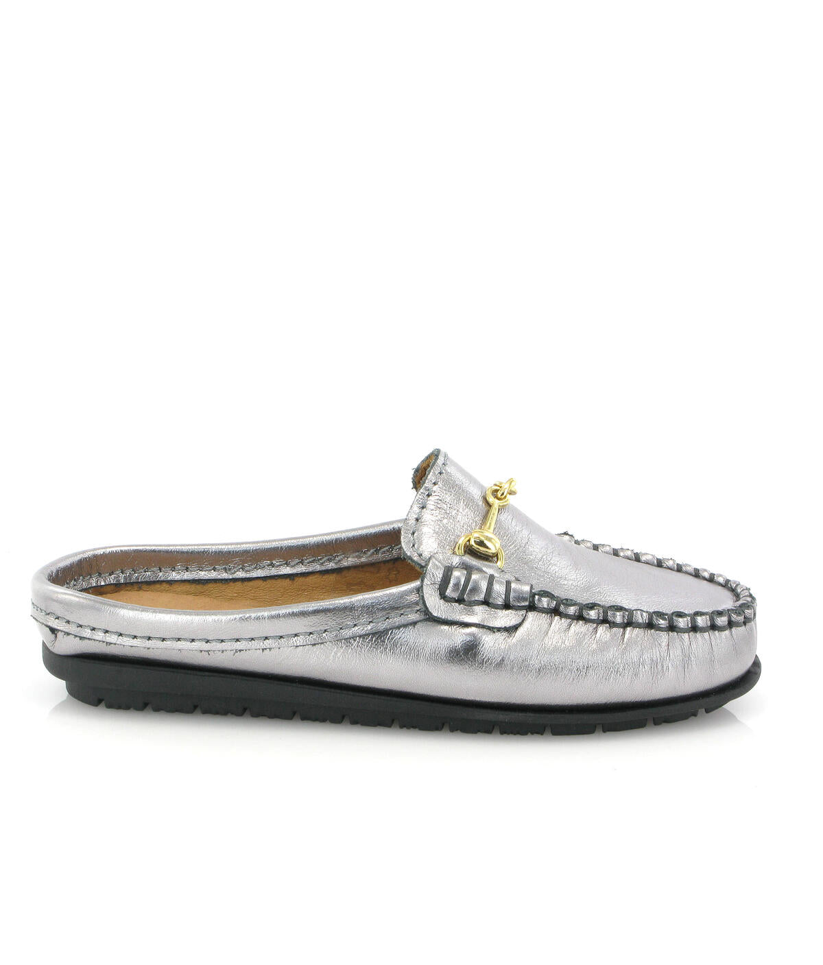 Fiji Buckle in Metallic Leather - Silver - Atlanta Mocassin