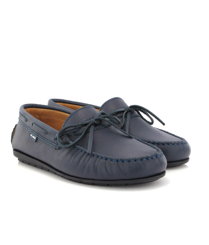Laces Moccasins in Smooth Leather - Dark Blue - Atlanta Mocassin