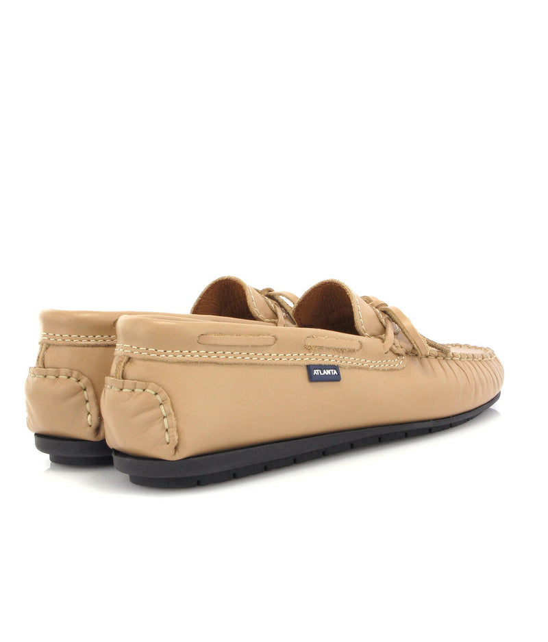 Laces Moccasins in Smooth Leather - Beige - Atlanta Mocassin