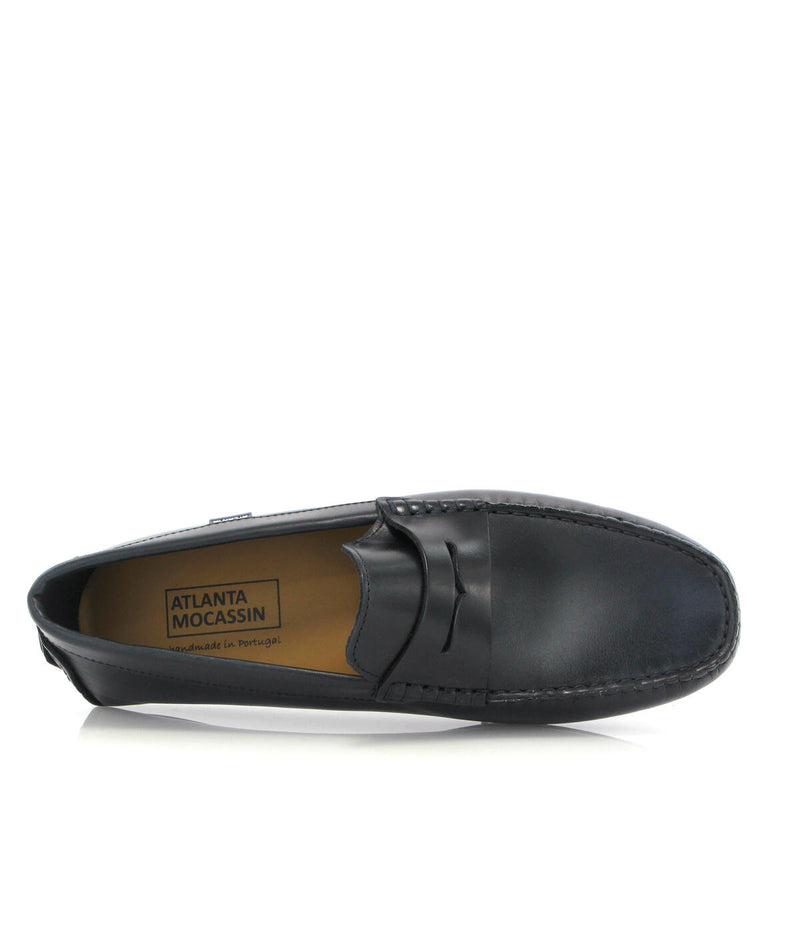 City Loafers in Pull Up Leather - Navy Blue - Atlanta Mocassin
