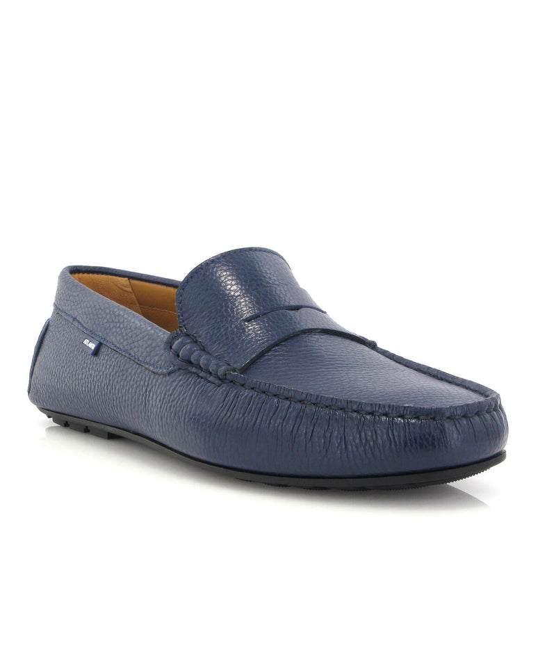 City Loafers in Grainy Leather - Blue Ocean - Atlanta Mocassin