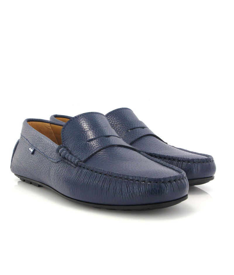 City Loafers in Grainy Leather - Ocean Blue - Atlanta Mocassin