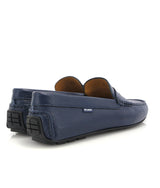 City Loafers in Grainy Leather - Ocean Blue - Atlanta Mocassin~