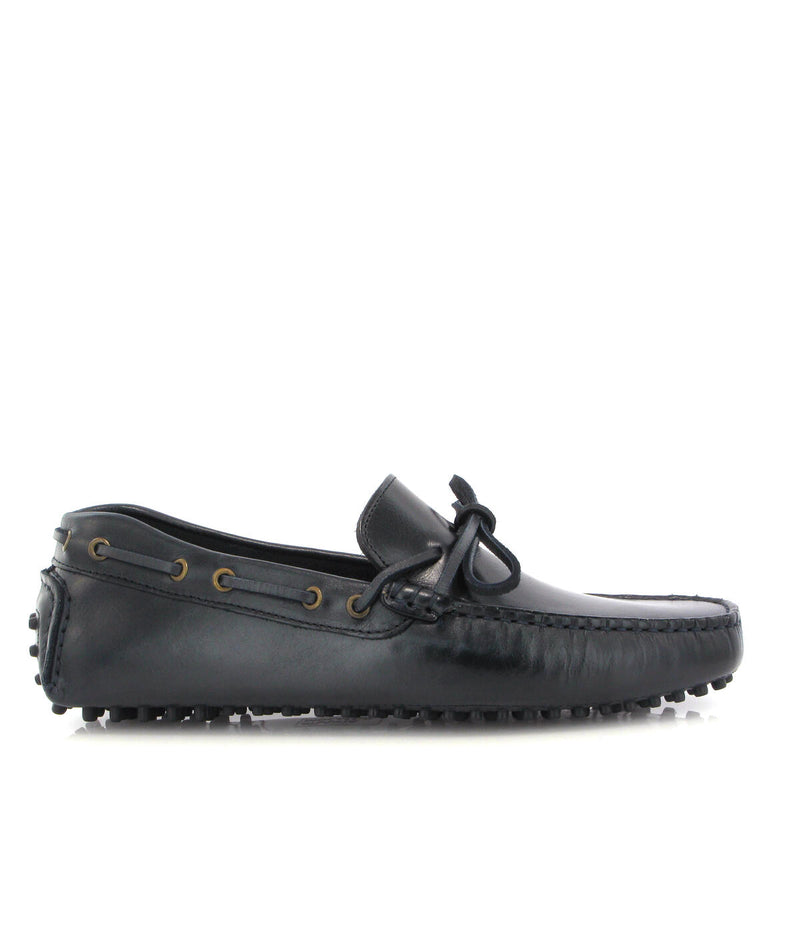 Laces City Drivers in Pull Up Leather - Navy Blue - Atlanta Mocassin