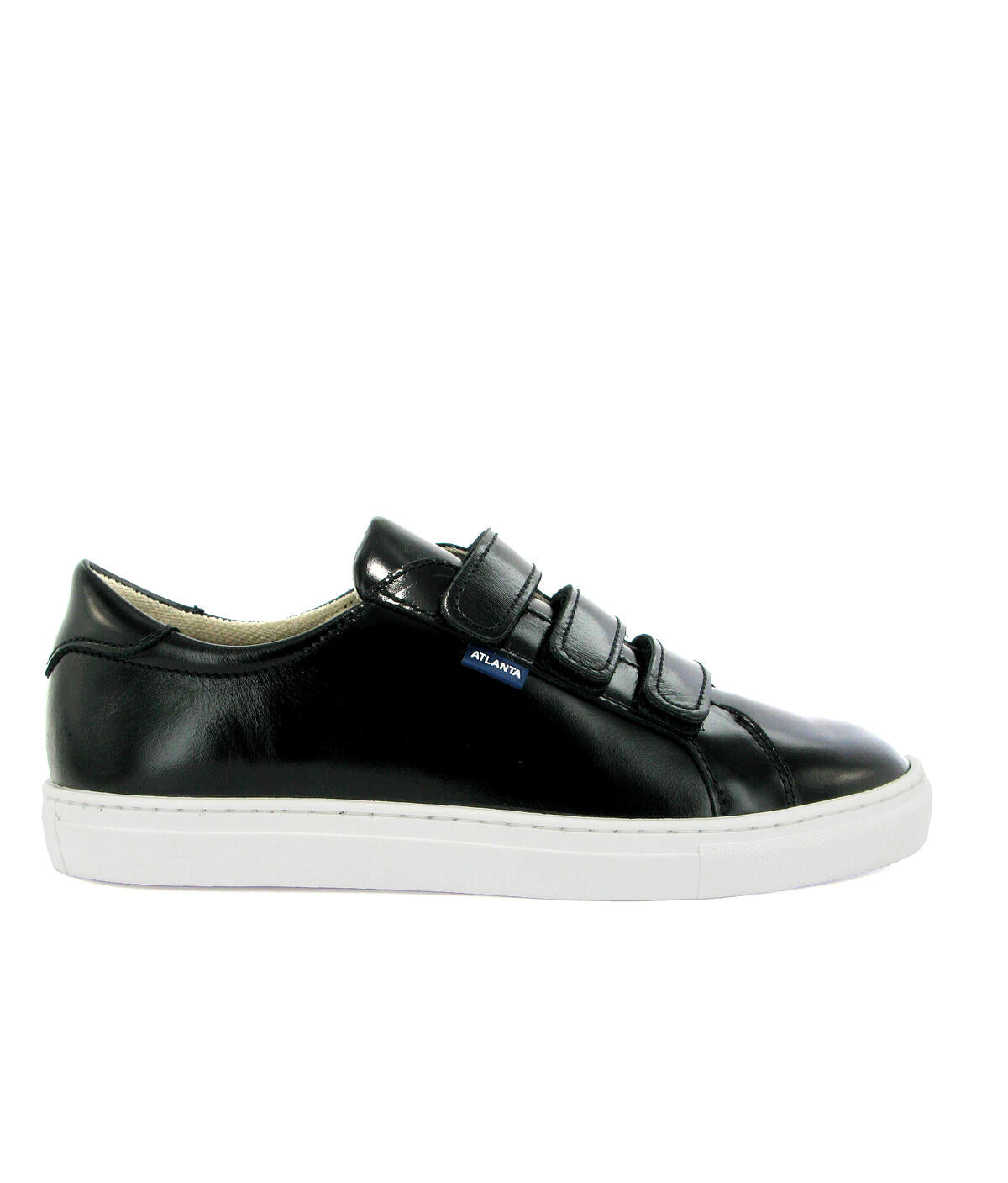 Three Straps Sneakers in Shiny Leather - Black - Atlanta Mocassin