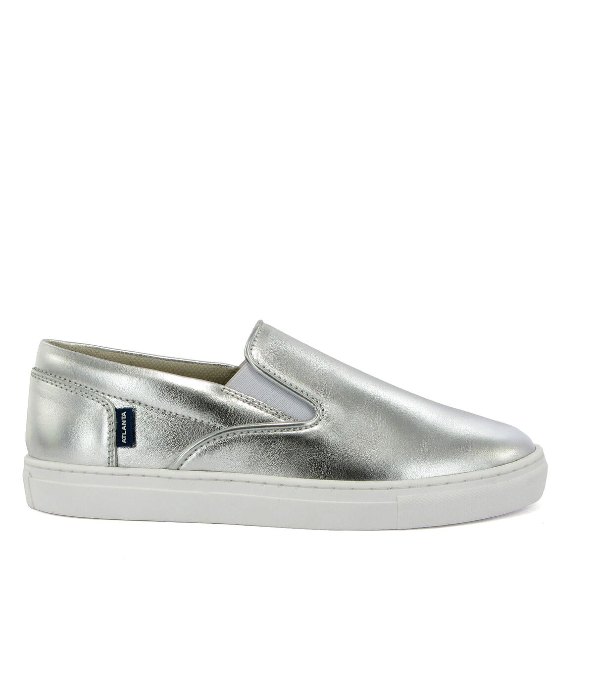 Slip On Sneakers in Metallic Leather - Silver - Atlanta Mocassin