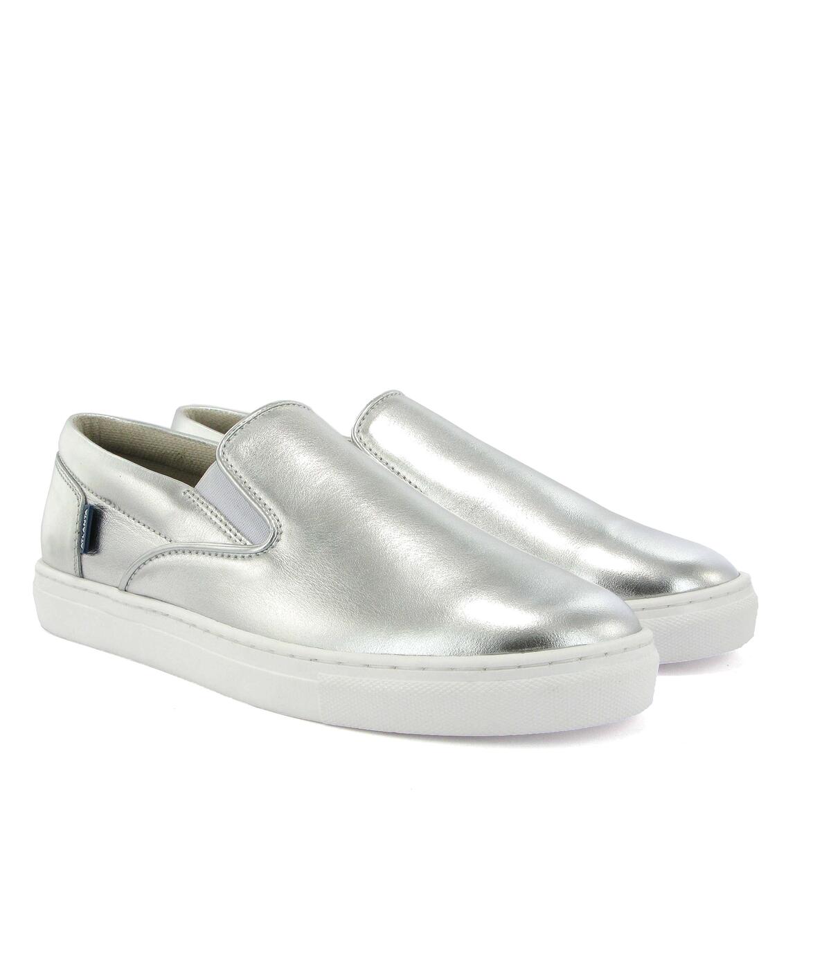 Slip On Sneakers in Metallic Leather - Silver - Atlanta Mocassin