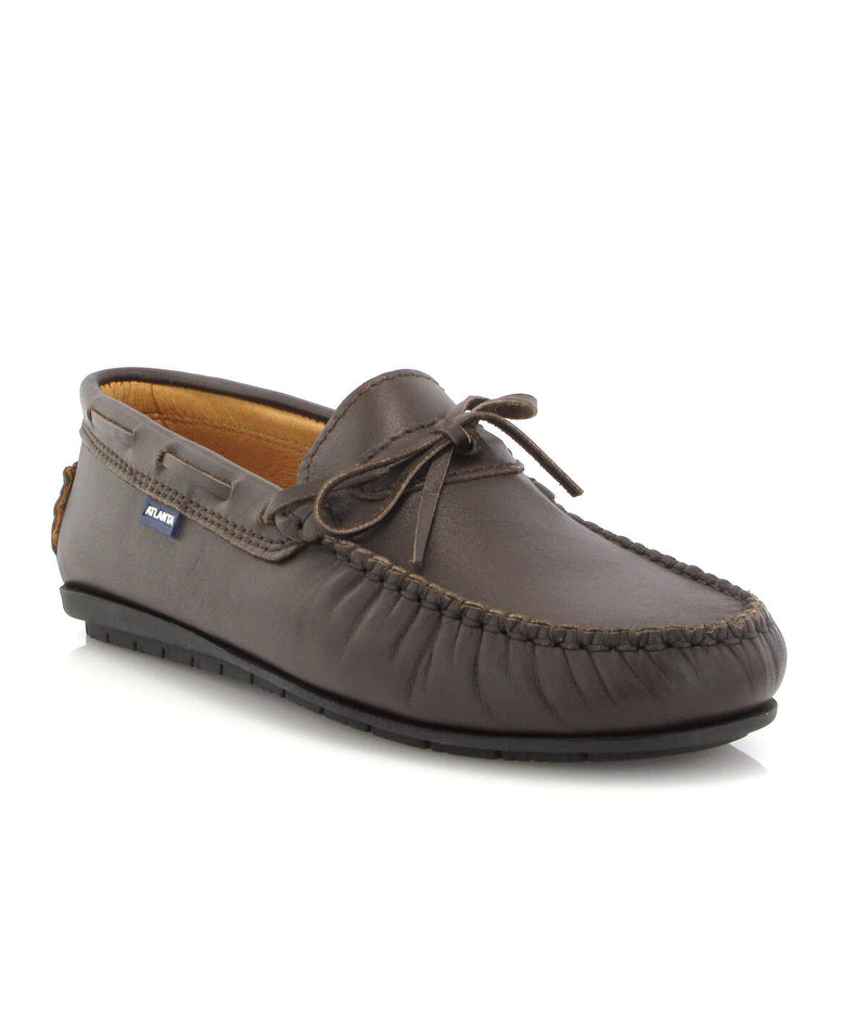 Laces Moccasins in Smooth Leather - Dark Brown - Atlanta Mocassin