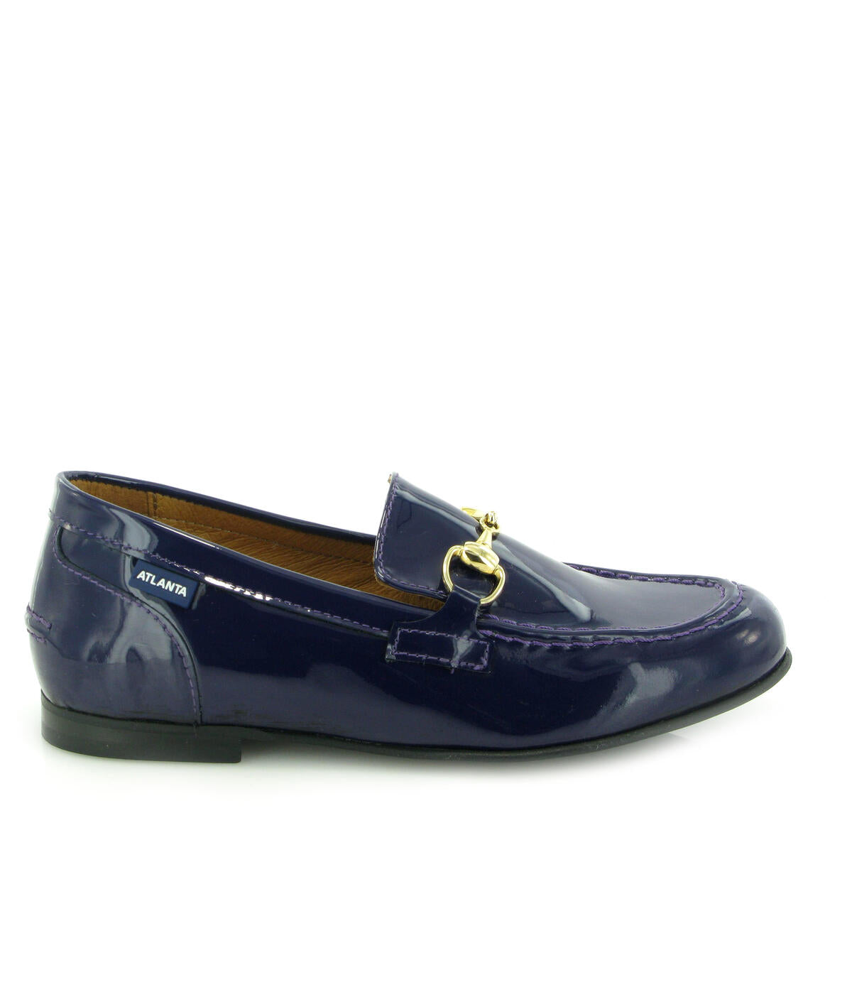 Teresa Buckle in Patent Leather - Navy Blue - Atlanta Mocassin