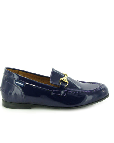 Teresa Buckle in Patent Leather - Navy Blue - Atlanta Mocassin