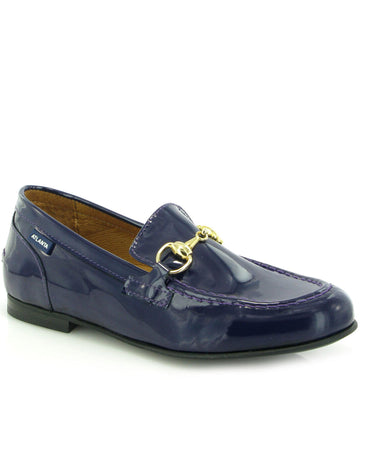 Teresa Buckle in Patent Leather - Navy Blue - Atlanta Mocassin