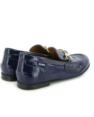 Teresa Buckle in Patent Leather - Navy Blue - Atlanta Mocassin