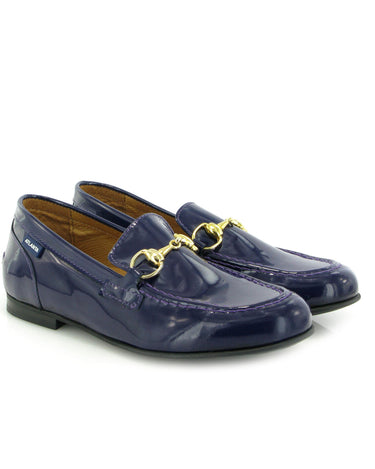 Teresa Buckle in Patent Leather - Navy Blue - Atlanta Mocassin