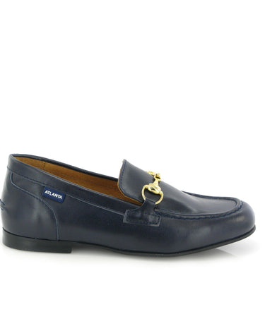 Teresa Buckle in Smooth Leather - Navy Blue - Atlanta Mocassin