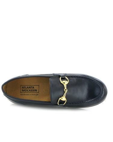 Teresa Buckle in Smooth Leather - Navy Blue - Atlanta Mocassin