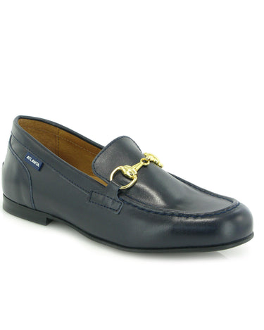 Teresa Buckle in Smooth Leather - Navy Blue - Atlanta Mocassin