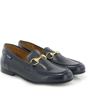 Teresa Buckle in Smooth Leather - Navy Blue - Atlanta Mocassin