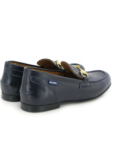 Teresa Buckle in Smooth Leather - Navy Blue - Atlanta Mocassin