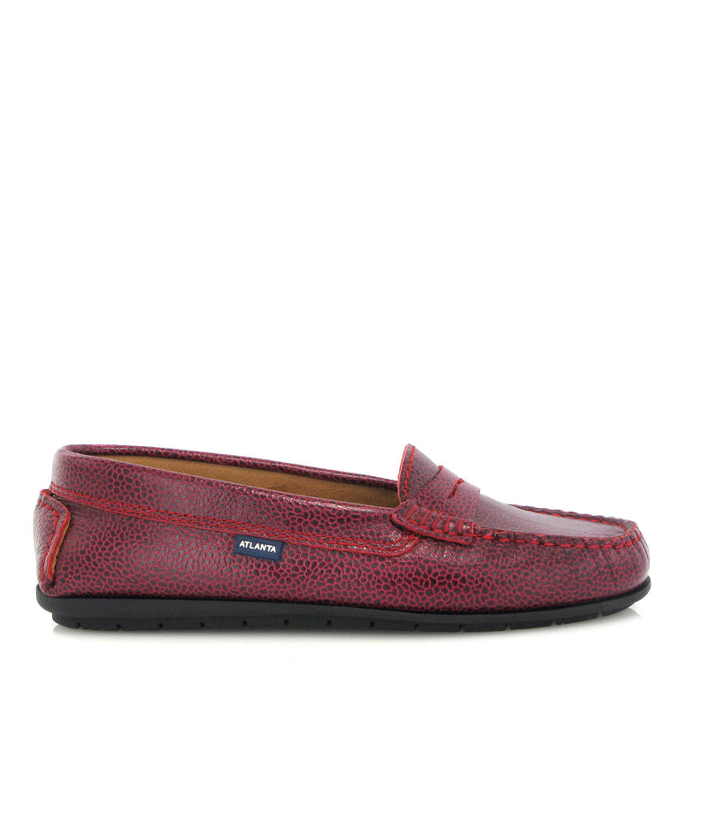 City Moccasins in Large Grainy Leather - Red - Atlanta Mocassin