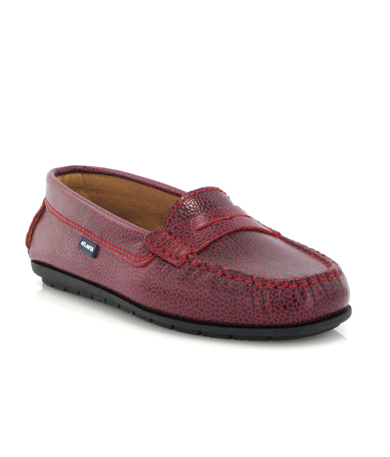 City Moccasins in Large Grainy Leather - Red - Atlanta Mocassin