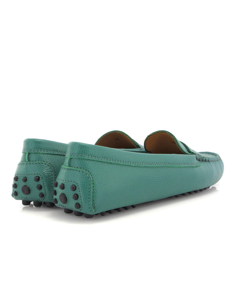 Michele Drivers in Little Grainy Leather - Green - Atlanta Mocassin