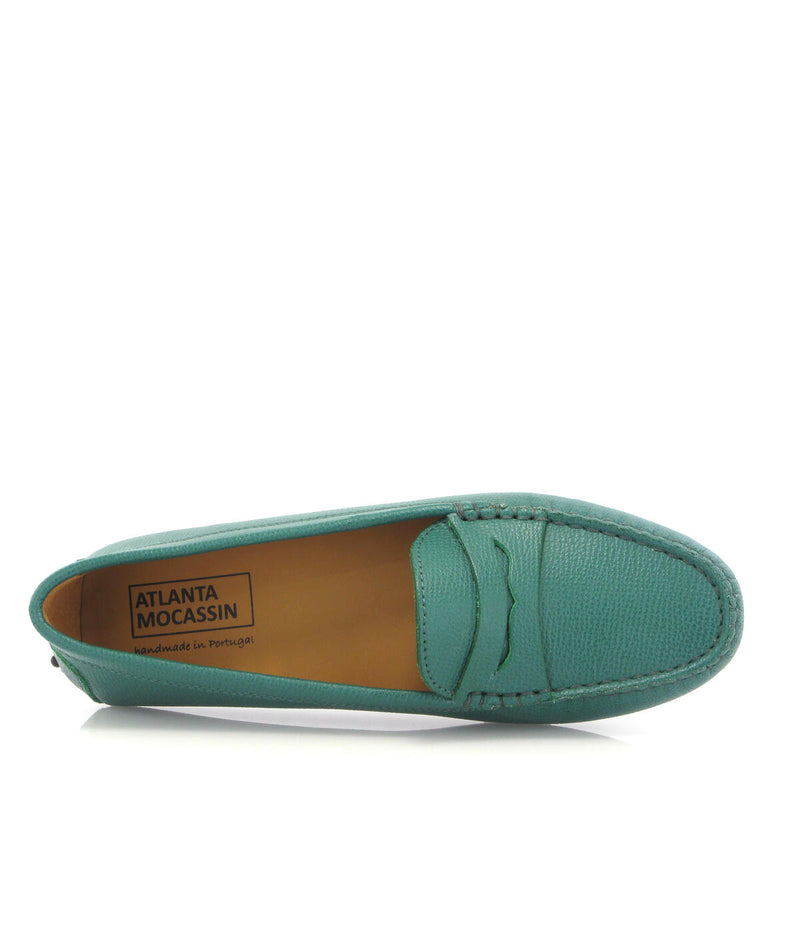 Michele Drivers in Little Grainy Leather - Green - Atlanta Mocassin