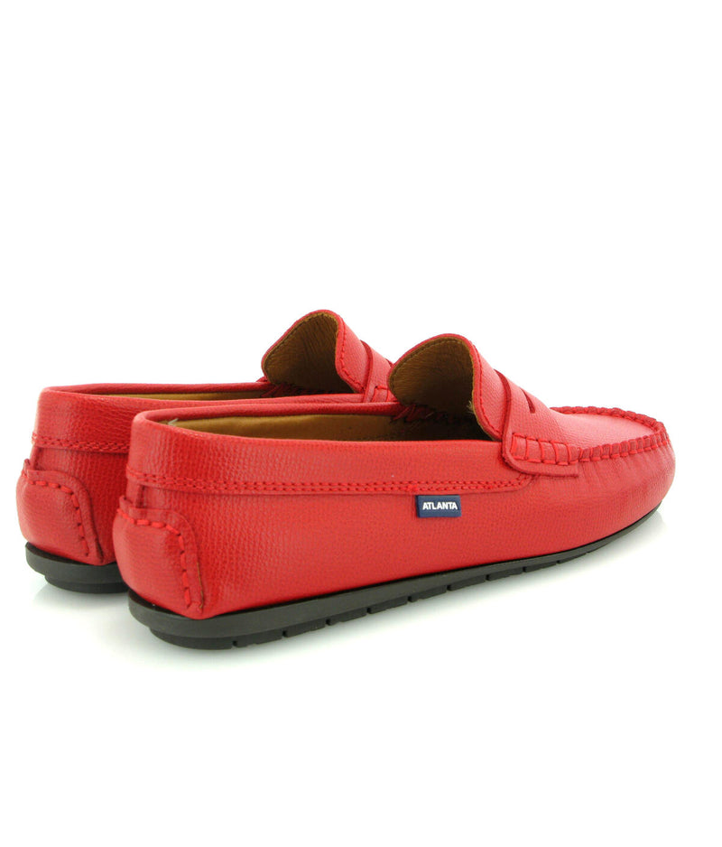 Penny Moccasins in Little Grainy Leather - Red - Atlanta Mocassin