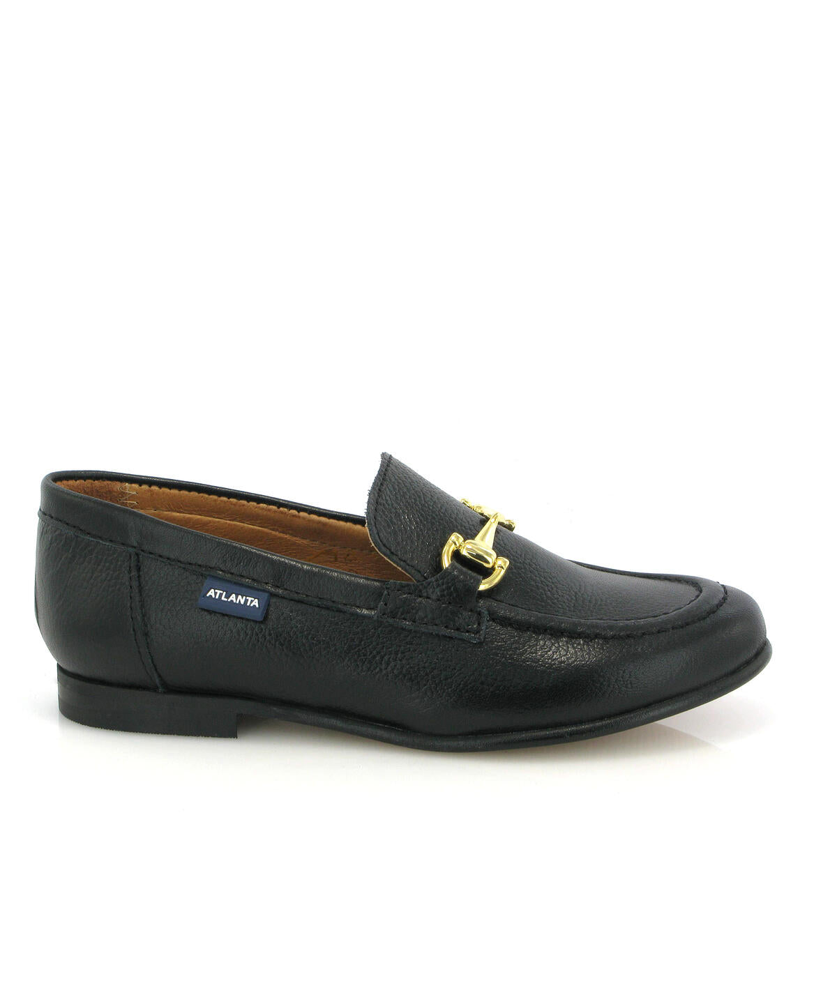 Teresa Buckle in Little Grainy Leather - Black - Atlanta Mocassin