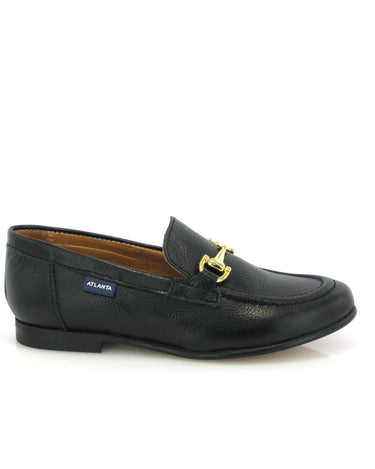 Teresa Buckle in Little Grainy Leather - Black - Atlanta Mocassin