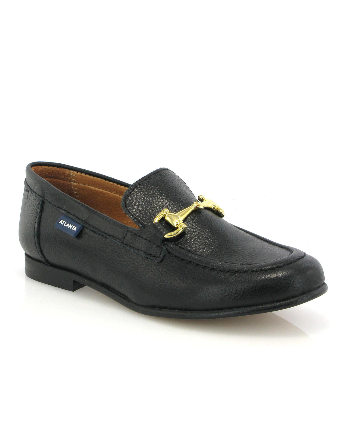 Teresa Buckle in Little Grainy Leather - Black - Atlanta Mocassin