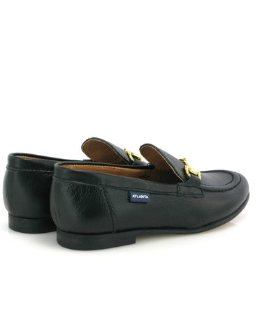 Teresa Buckle in Little Grainy Leather - Black - Atlanta Mocassin