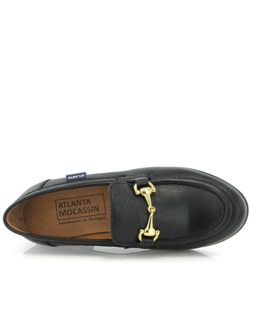 Teresa Buckle in Little Grainy Leather - Black - Atlanta Mocassin