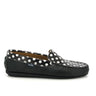 Plain Moccasins in Smooth Leather - Black/White Dots Print - Atlanta Mocassin