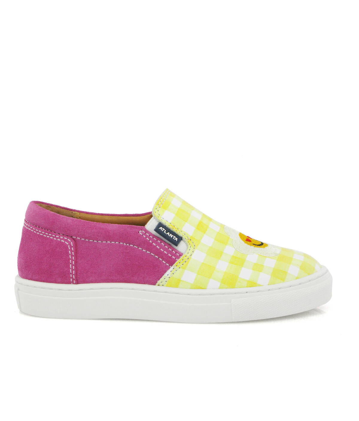 Slip On Sneakers in Suede and Printed Leather - Fuchsia/Yellow - Atlanta Mocassin