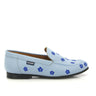 Teresa in Smooth Leather - Sky Blue/Embroidered Flowers - Atlanta Mocassin