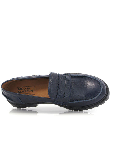 Aurea Penny in Grainy Leather - Dark Blue - Atlanta Mocassin