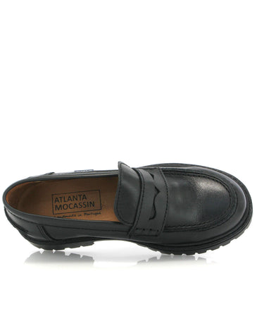 Aurea Penny in Smooth Leather - Black - Atlanta Mocassin