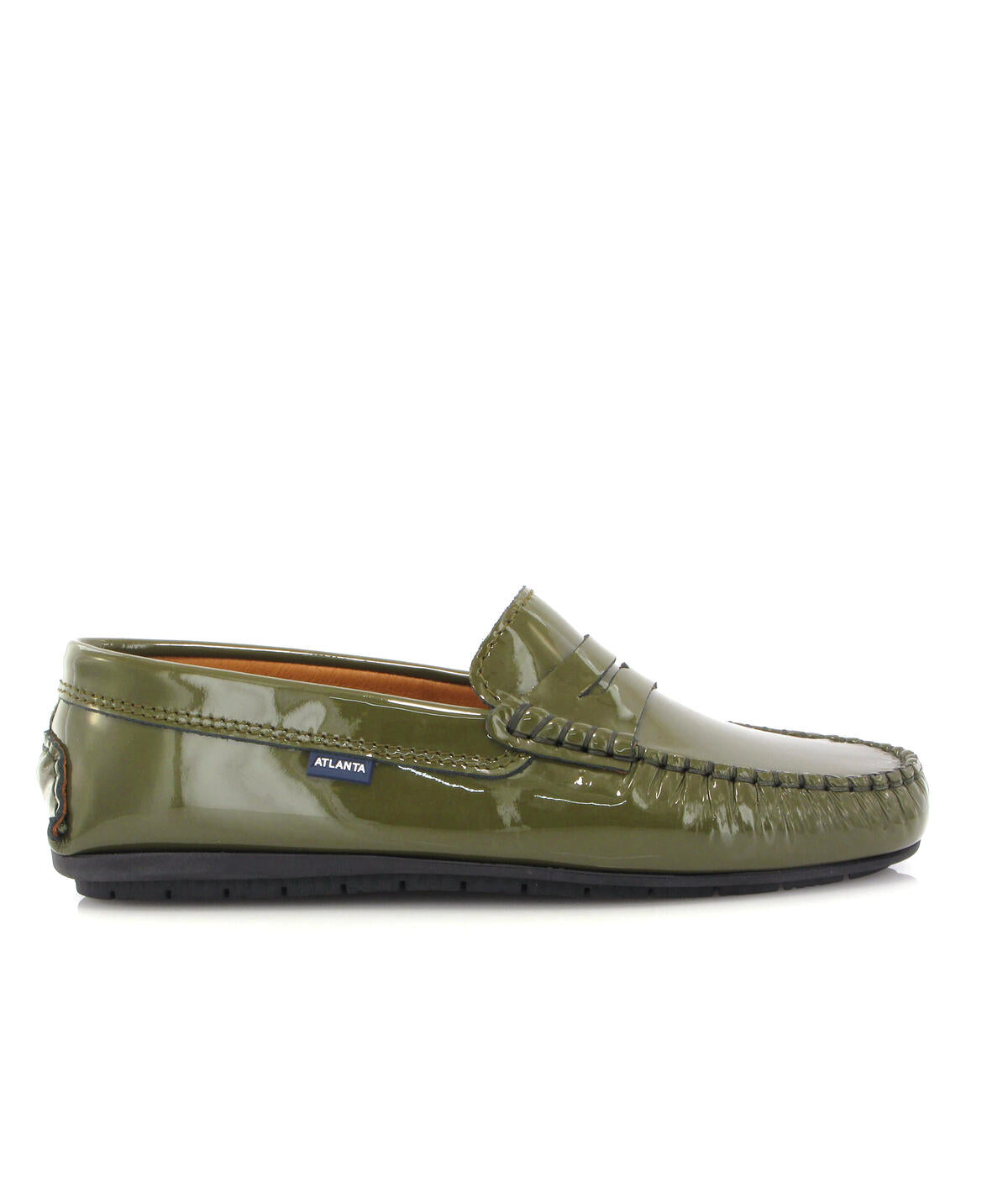 Penny Moccasins in Patent Leather - Green Kaki - Atlanta Mocassin