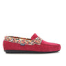 Penny Moccasins in Suede - Red/Watercolor Flowers Print - Atlanta Mocassin