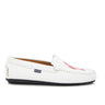 Plain Moccasins in Smooth Leather - White/Embroidered Red Sardinha and Manjerico - Atlanta Mocassin