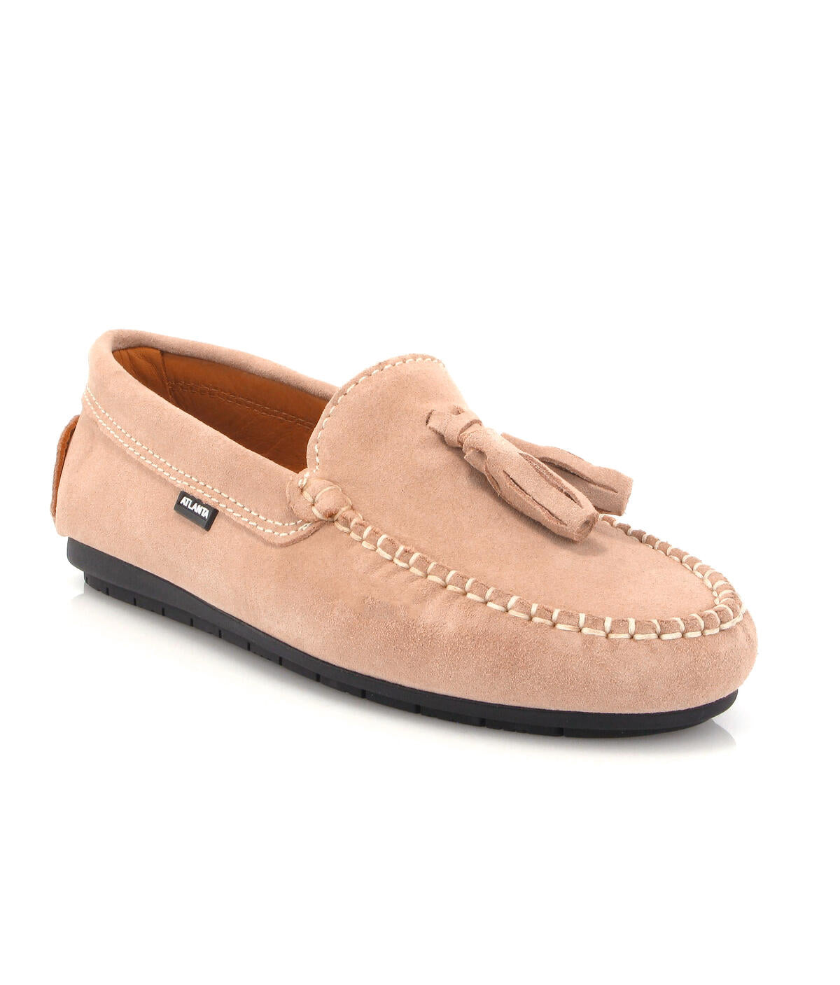 Moccasins with tassel in Suede Leather - Nuage Rose - Atlanta Mocassin