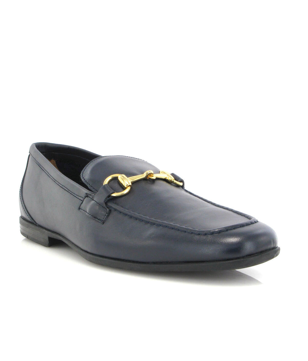 Yacht Buckle Loafers in Smooth Leather - Navy Blue - Atlanta Mocassin