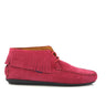 Fringed Moccasin Boots in Suede - Red Gerbera - Atlanta Mocassin