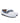 Mocassins com travessão em pele estampada e camurça - Branco e Azul - Atlanta Mocassin