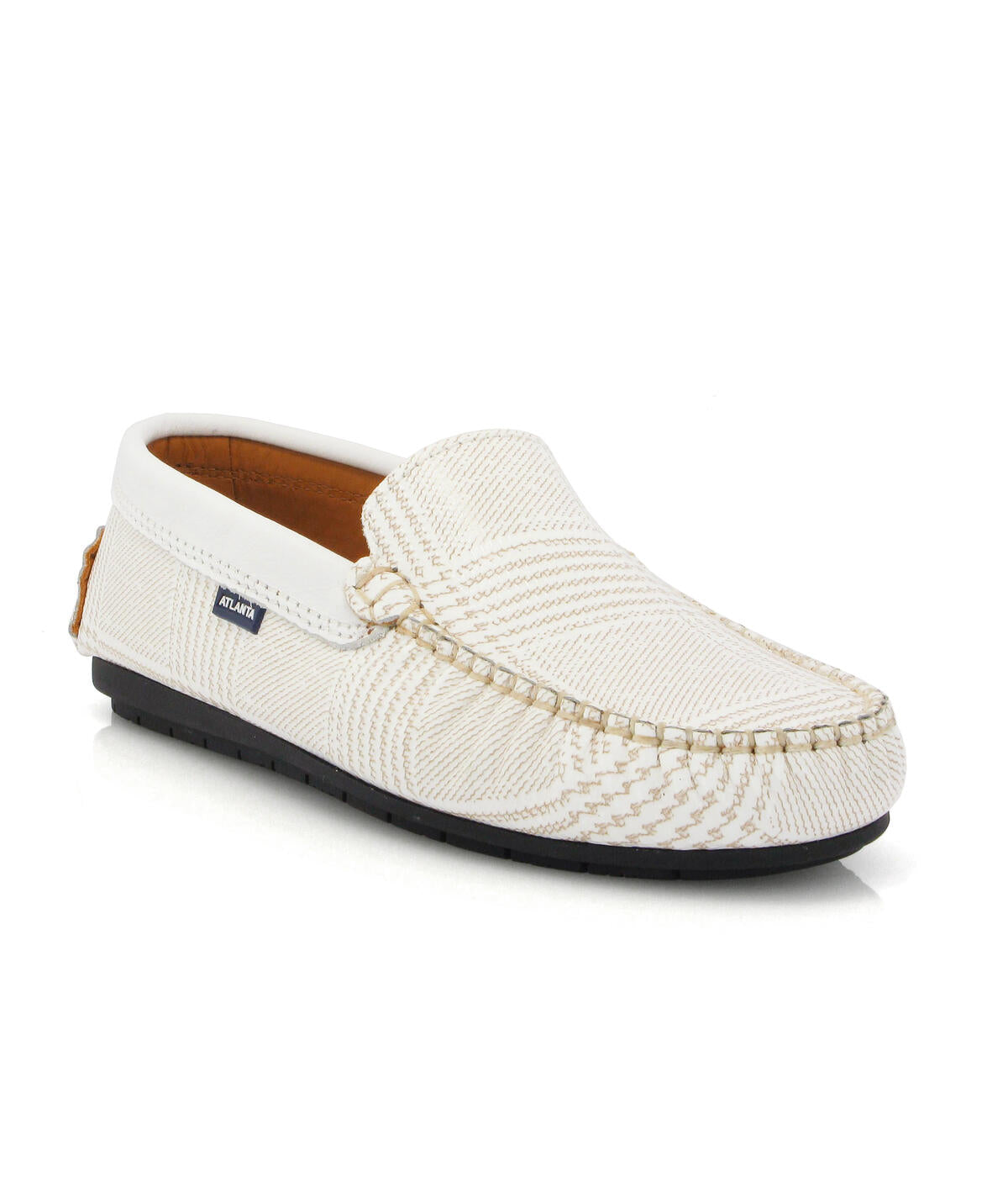 Plain Moccasins in Verniscoth Leather - Beige - Atlanta Mocassin