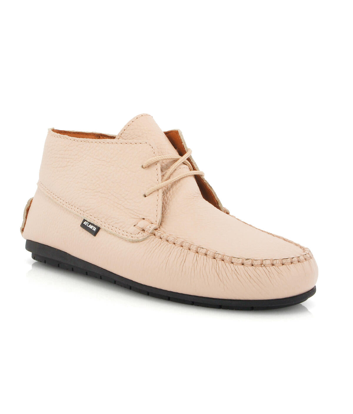 Moccasin Boots in Grainy Leather - Rose Nuage - Atlanta Mocassin