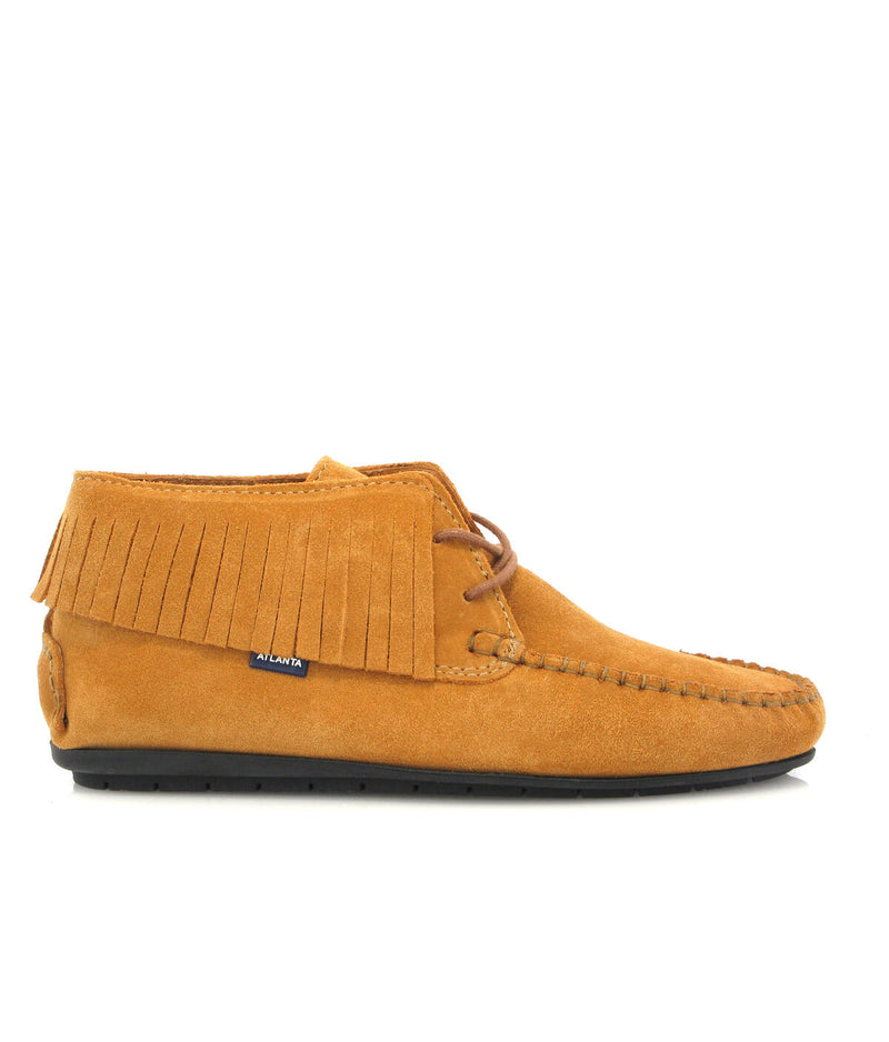 Fringed Moccasin Boots in Suede - Cuoio - Atlanta Mocassin